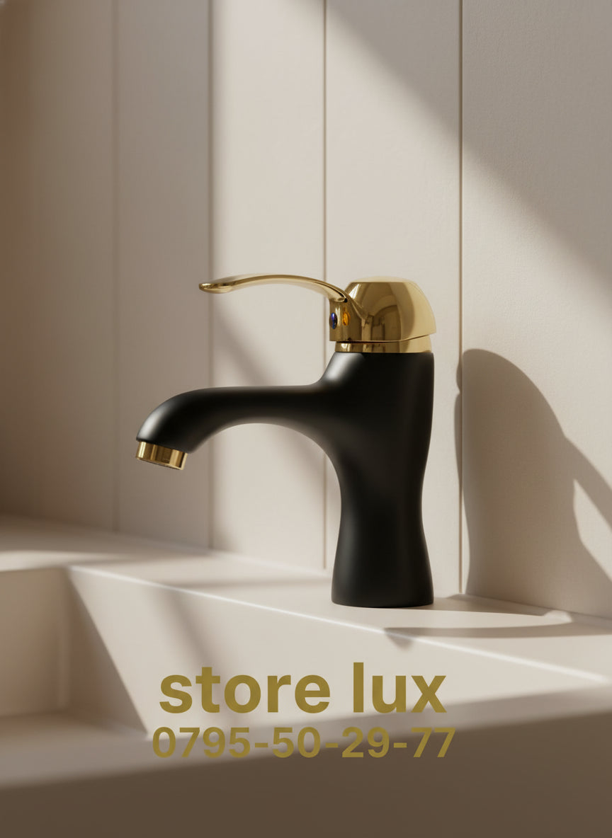 باك حنفيات فخمة أسود مع ذهبي – 3 أو 4 قطع